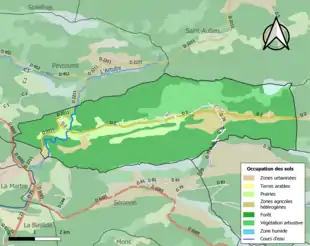 Carte en couleurs présentant l'occupation des sols.