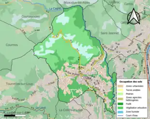 Carte en couleurs présentant l'occupation des sols.