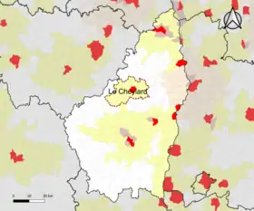 Localisation de l'aire d'attraction du Cheylard dans le département de l'Ardèche.