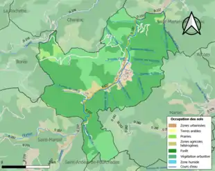 Carte en couleurs présentant l'occupation des sols.