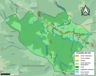 Carte en couleurs présentant l'occupation des sols.