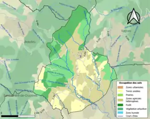 Carte en couleurs présentant l'occupation des sols.