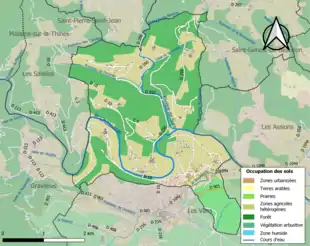 Carte en couleurs présentant l'occupation des sols.