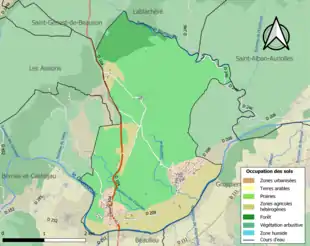 Carte en couleurs présentant l'occupation des sols.