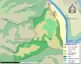 Carte en couleurs présentant l'occupation des sols.