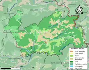 Carte en couleurs présentant l'occupation des sols.