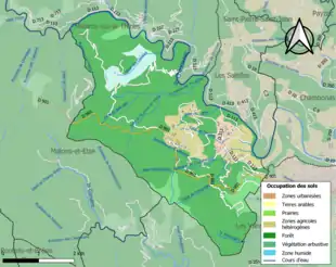 Carte en couleurs présentant l'occupation des sols.