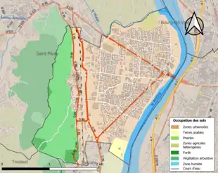 Carte en couleurs présentant l'occupation des sols.