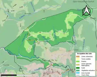 Carte en couleurs présentant l'occupation des sols.