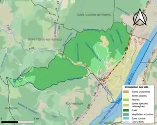 Carte en couleurs présentant l'occupation des sols.