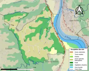 Carte en couleurs présentant l'occupation des sols.