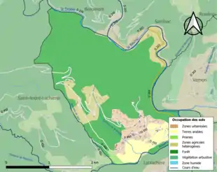 Carte en couleurs présentant l'occupation des sols.