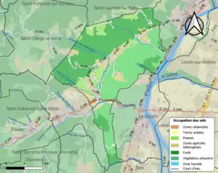 Carte en couleurs présentant l'occupation des sols.