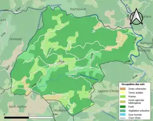 Carte en couleurs présentant l'occupation des sols.