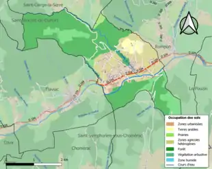 Carte en couleurs présentant l'occupation des sols.