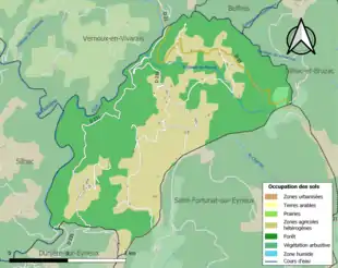 Carte en couleurs présentant l'occupation des sols.