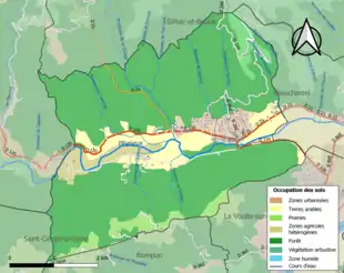 Carte en couleurs présentant l'occupation des sols.