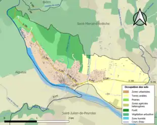 Carte en couleurs présentant l'occupation des sols.