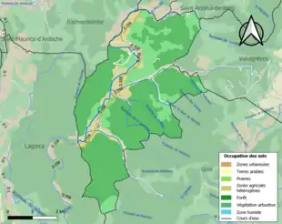 Carte en couleurs présentant l'occupation des sols.