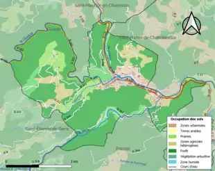 Carte en couleurs présentant l'occupation des sols.