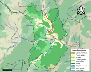 Carte en couleurs présentant l'occupation des sols.