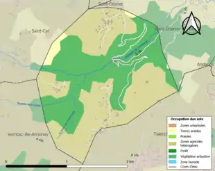 Carte en couleurs présentant l'occupation des sols.