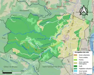 Carte en couleurs présentant l'occupation des sols.