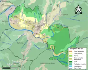 Carte en couleurs présentant l'occupation des sols.