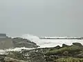 La tempête du 26 janvier 2014 à Guilvinec : vagues à l'assaut de la digue protégeant le port -2