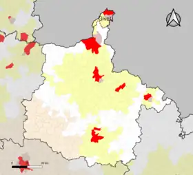 Localisation de l'aire d'attraction de Givet dans le département des Ardennes.