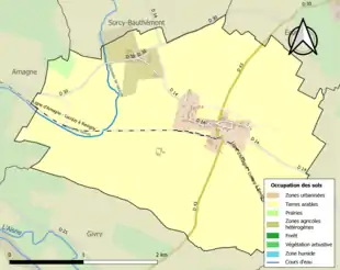 Carte en couleurs présentant l'occupation des sols.