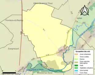 Carte en couleurs présentant l'occupation des sols.