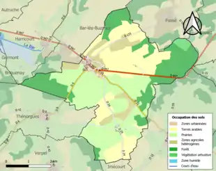 Carte en couleurs présentant l'occupation des sols.