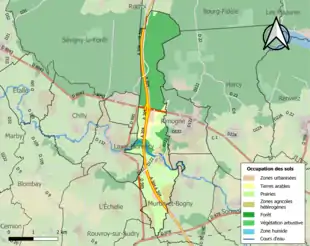 Carte en couleurs présentant l'occupation des sols.