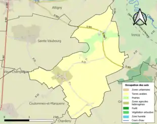 Carte en couleurs présentant l'occupation des sols.