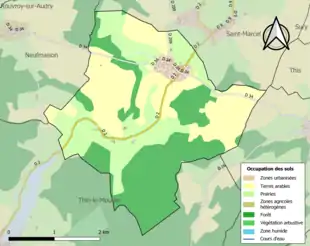 Carte en couleurs présentant l'occupation des sols.