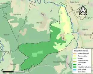 Carte en couleurs présentant l'occupation des sols.