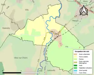 Carte en couleurs présentant l'occupation des sols.