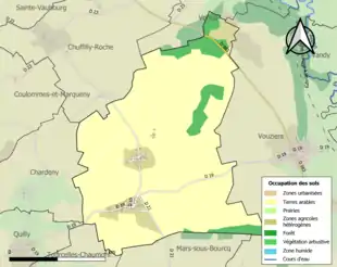 Carte en couleurs présentant l'occupation des sols.