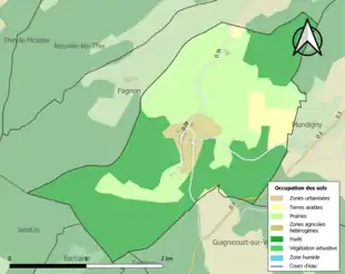 Carte en couleurs présentant l'occupation des sols.