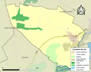 Carte en couleurs présentant l'occupation des sols.