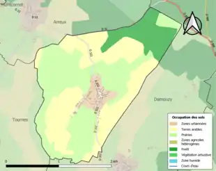 Carte en couleurs présentant l'occupation des sols.