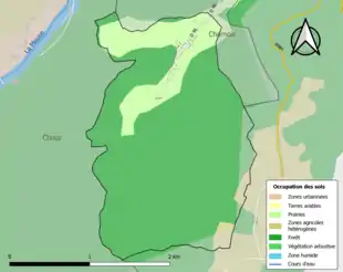 Carte en couleurs présentant l'occupation des sols.