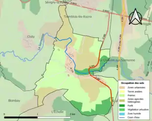 Carte en couleurs présentant l'occupation des sols.