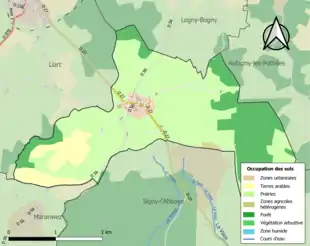 Carte en couleurs présentant l'occupation des sols.