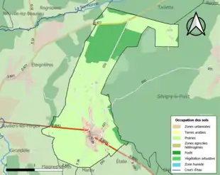 Carte en couleurs présentant l'occupation des sols.