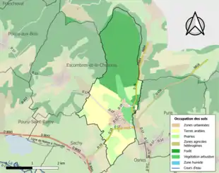 Carte en couleurs présentant l'occupation des sols.