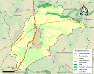 Carte en couleurs présentant l'occupation des sols.