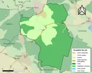 Carte en couleurs présentant l'occupation des sols.