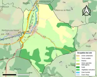 Carte en couleurs présentant l'occupation des sols.